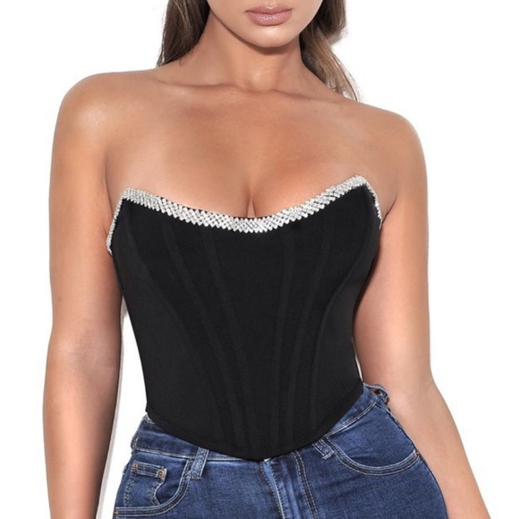 Ivy Black Corset Top - Picture 1 of 5